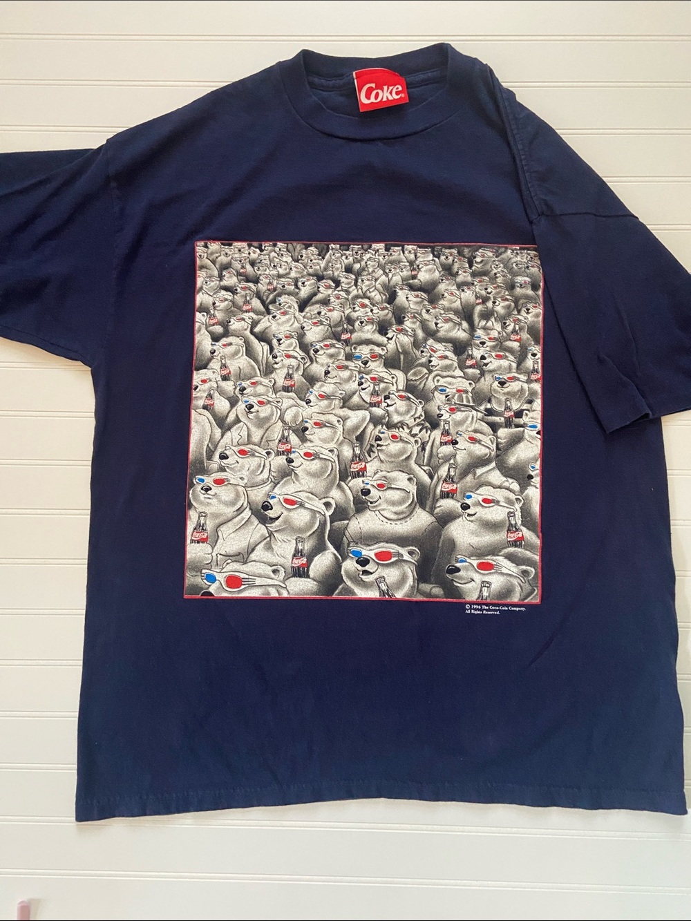 Vintage 1996 Coca Cola Polar Bear 3D Movie Tee XL Double Sided Single Stitch
